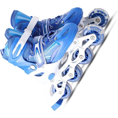 Verstelbare Lichtgevende Inline Skates met Lichtgevende Wielen voor Kinderen en Volwassenen voor Meisjes en Jongens Mannen en Vrouwen M blauw