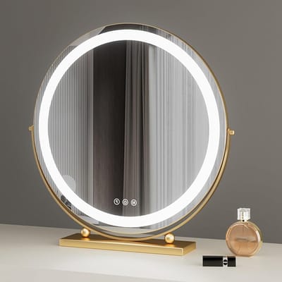 Led Make-upspiegel - Draaibare Tafelspiegel - Perfecte Make-up - Intelligent Dimmen - 360 Graden - Goud