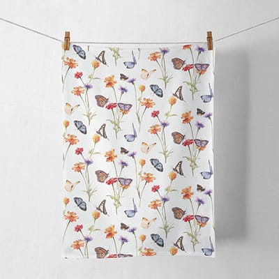Ambiente-keukendoek-theedoek-kitchentowel-butterfly garden-vlinders-bloemen-katoen-cotton