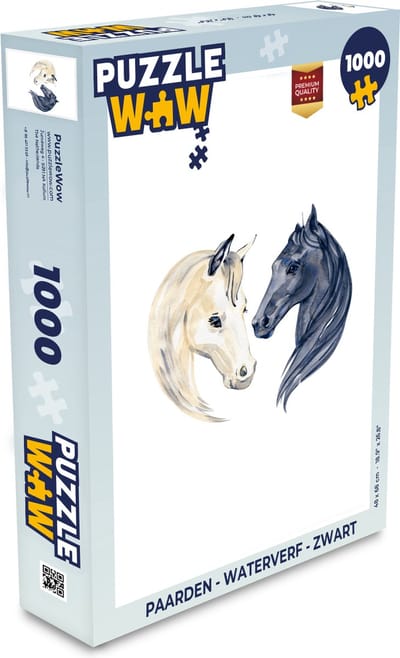 Puzzel Paarden - Waterverf - Zwart - Meisjes - Kinderen - Meiden - Legpuzzel - Puzzel 1000 stukjes volwassenen
