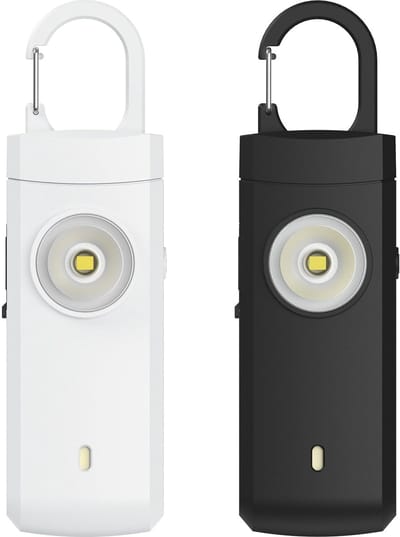 carmdering - Persoonlijk Alarm - Noodsignaalgever - Veiligheidsapparaat - 130dB Geluid - Heldere Flitslamp - Duurzaam ABS - Oplaadbaar Ontwerp - Vliegtuigveilig Reizen - 2 Stuks