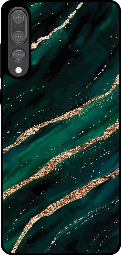 Smartphonica Telefoonhoesje Geschikt voor Huawei P20 Plus met marmer opdruk - TPU backcover case marble design - Groen Goud geschikt voor Huawei P20 Plus