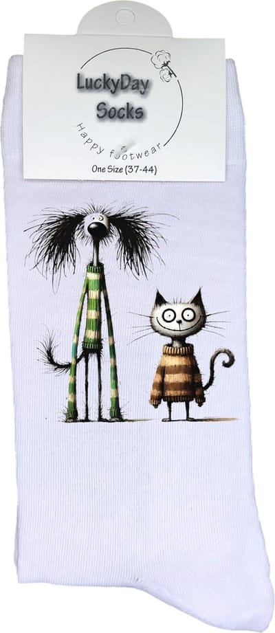 Katje - Trui - Opkikker - Grappige sokken - Valentijn cadeau - Verjaardag cadeau - Sint cadeau - Leuke sokken - Vrolijke sokken - Cadeautje - Grappig cadeau - Hond - Kerstcadeau - Vaderdag - Moederdag - Socks maken Happy - Maat 37-44