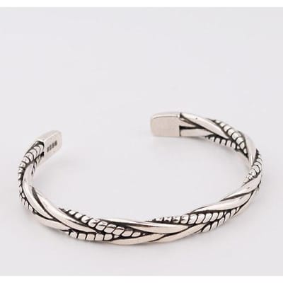 925 Sterling Zilver Geweven Twist Armband Bangle Voor Mannen Vrouwen Retro Koreaanse Hand Sieraden white