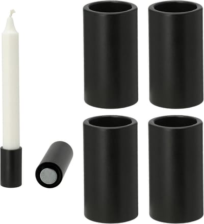 4x magnetische kaarsenhouders 2,8x5cm ZWARTE kaarsenhouder stokkaarsen magneet tafelkaarsen kersttafeldecoratie adventskrans kaarsenhouder kaarsenstok woonkamerdecoratie