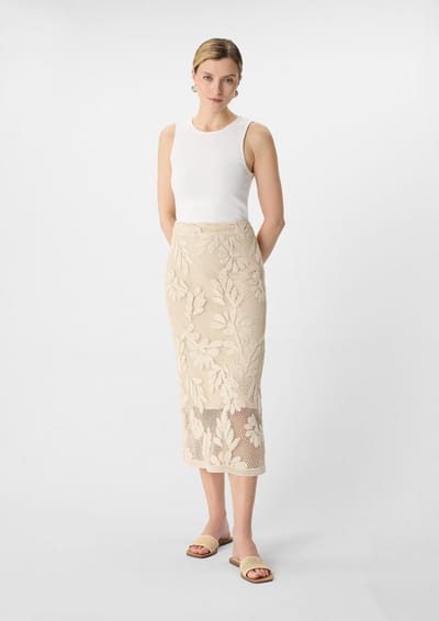 Aangesloten midi-lace rok met ondoorzichtige voering dames COMMA