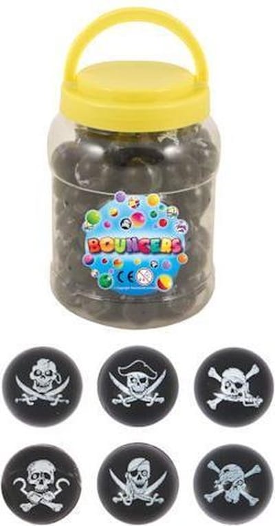 Uitdeelcadeautjes - Piraten Stuiterballen Ø3.3 Cm in Pot (72 stuks)