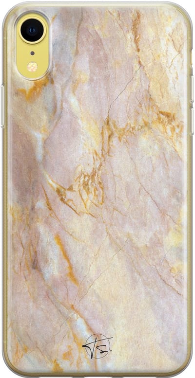 Hoesje geschikt voor iPhone XR - Stay Golden Marble - Soft Case - TPU - Marmer - Goud - ELLECHIQ