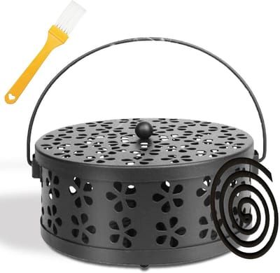 SPHProducts - Mosquito Coil houder - Retro muggenspiraalhouder - Draagbaar en veilig - Zwart en brons - Voor binnen en buiten - Ideaal voor ontspannin