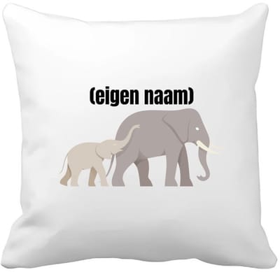 Akyol - olifant en kleine olifant met eigen naam Kussen hoes - Olifant - olifanten liefhebbers - iemand die houdt van olifanten - verjaardag - cadeau - kado - 40 bij 40 cm