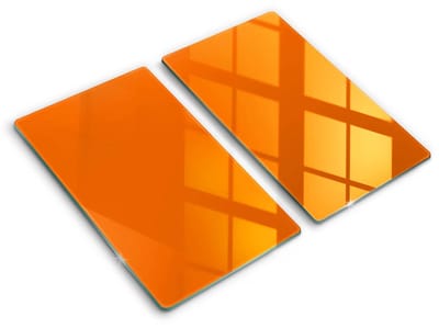 Wallfluent Glazen Snijplanken - Oranje Snijplanken Glas - 2 stucks 30 cm x 52 cm - Oranje Snijplanken van Glas - Glazen Keukenplank - Decoratieve Glazen Snijplank - Glazen Snijplank met Antislip