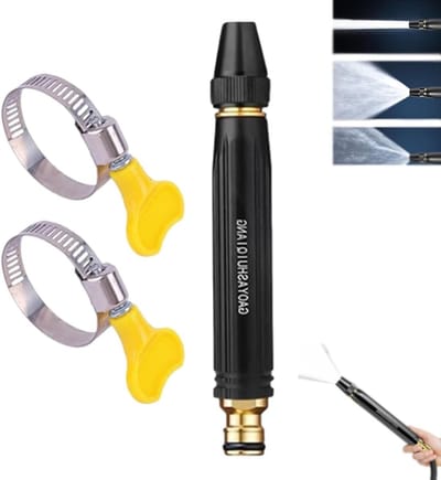 Hogedruk Waterpistool - Krachtige Sproeier - Voertuig Tuin Reinigen - Boostermondstuk - 18 cm lang - Zilver