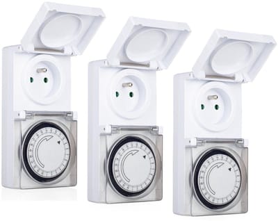 Benson Programmeerbare Tijdklok - 3x - 24-uurs - IP44 - tijdschakelaar stekkerdoos - voor binnen/buiten