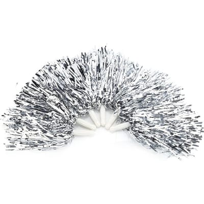 Pompons de pom-pom girl Costume de fête Cheer Accessoire de sport (rose rouge) argenté