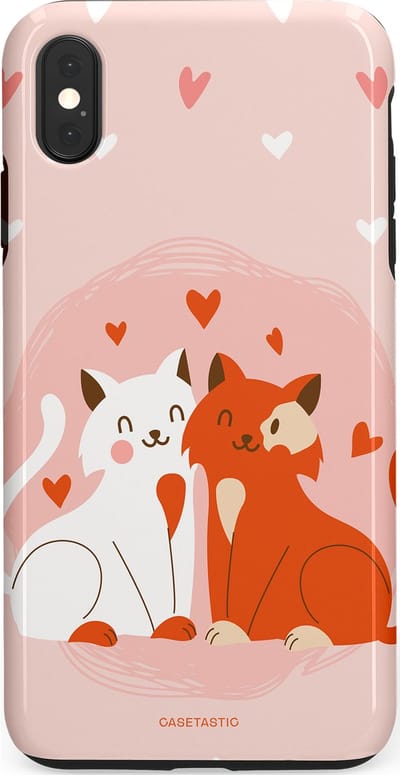 Casetastic Hoesje Geschikt voor Apple iPhone Xs Max - Stijlvolle Beschermende Duo-layer Case - Romantische Katten Liefde