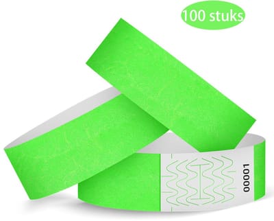 TOVBMUP Festival polsbandjes - Entree polsbandje - Evenementen polsbandje - Feest polsbandje - Waterdicht - Polsbandmaat 19 x 250 mm - Geschikt voor toegangscontrole en beveiliging bij evenementen en feesten - Groen