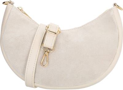 Charm London Mariëlle Schoudertas - Crossbody - Suede en Leer - Ritssluiting - Gouden Details - Verstelbare Band - Dames - Leren Dames Tas - Zand