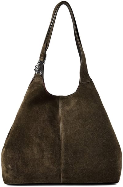 COCCINELLE Leren schoudertas C-Easy Suede Handbag Fango / Fango donkergroen