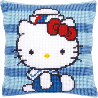 Vervaco - Kruissteekkussen kit - Hello Kitty in marine I - PN-0149831 - Borduren - Borduurpakket - Borduurpakket volwassenen - Borduurpakket kind