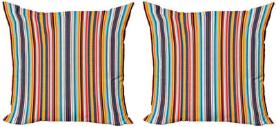 ABAKUHAUS Kussenhoes Set – 2x 40x40 cm – Dubbelzijdig bedrukt – Multicolor Strepen