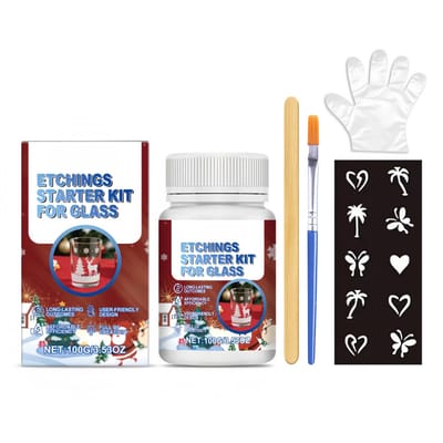 Dailygoods- Etspasta 100 g - Zwart Sjabloon - Glazen Ets - Creatieve DIY - Professionele Handschoenen - Duurzame Borstel