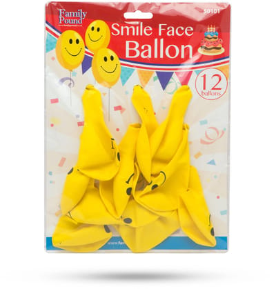 Ballonnenset - 12-delig - Geel met Zwart Smiley Design - Party Decoratie voor Verjaardag, Feest of Kinderfeest [50101]