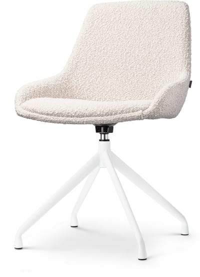 Nolon Nola-Isa Eetkamerstoel Draaibaar Bouclé Beige - Stof - Wit Onderstel - Design - Scandinavisch - Comfortabel