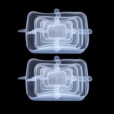 Set van 12 Rekbare Siliconen Deksel voor Schalen, Servies en Magnetrongebruik - Perfecte Oplossing voor Versheid en Bewaring