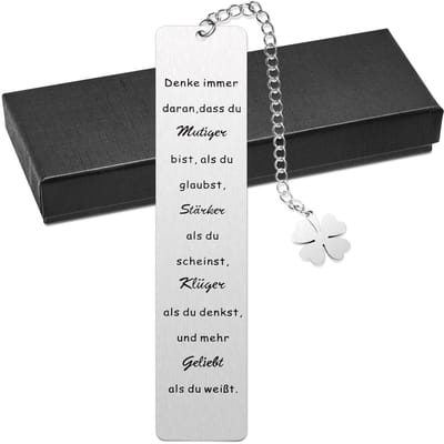 Allecto - Inspirerende boekenlegger - Roestvrij staal - Cadeau met geschenkdoos - Motiverende bladwijzer - Geschikt voor boekenliefhebbers - 13 x 2..