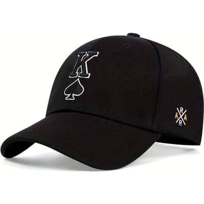 Casquette de Baseball Hip Hop Mode Lettre K Casquette Snapback Hip Hop Chapeaux de Golf Brodés Poker Chapeaux de Sport d'Extérieur Loisirs Chapeaux de Papa black