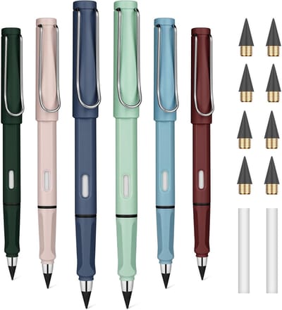 Potlood Verlenger - Inktloze Potloodset - Multicolor - Herbruikbare Tips - Inclusief Gummetjes - Voor Studenten en Kantoor