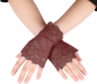 Elegante Vingerloze Kanten Handschoenen voor Dames - Ideaal voor Bruiloften, Feestjes en Halloween