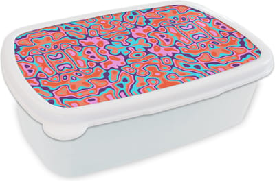Broodtrommel Wit - Lunchbox - Brooddoos - Patronen - Lavalamp - Abstract - 18x12x6 cm - Volwassenen