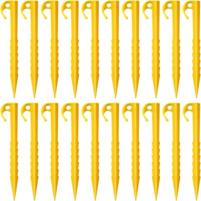 20 Stuks Sterke Plastic Tentpinnen, Duurzame Campingsteunen, Herbruikbare Pegs voor Tent en Luifel