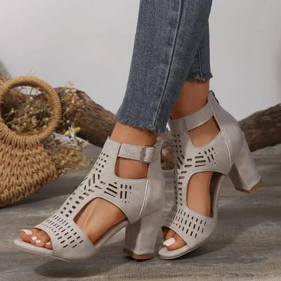 Damesschoenen Mode Bedekte Hak Dames Sandalen Nieuwe Gespsluiting Kantoor en Carrière Zomer Plus Size Peep Toe Sandalen met Hak 43 black