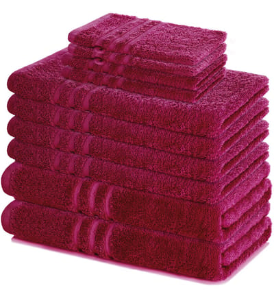 Lavea® 10-delige Badhanddoekenset – 100% Katoenen Badstof – 4 Handdoeken, 2 Douchehanddoeken, 2 Gastendoekjes, 2 Washandjes – voor Thuis, Hotel en Spa – Bordeaux