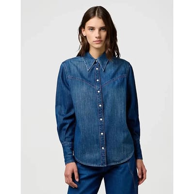 Wrangler Yoke Denim Regular Fit Overhemd Met Lange Mouwen Blauw XL Vrouw