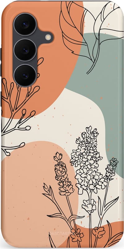 Casetastic Hoesje Geschikt voor Samsung Galaxy S25FE - Stijlvolle Beschermende Duo-layer Case - Lijnenspel Natuur