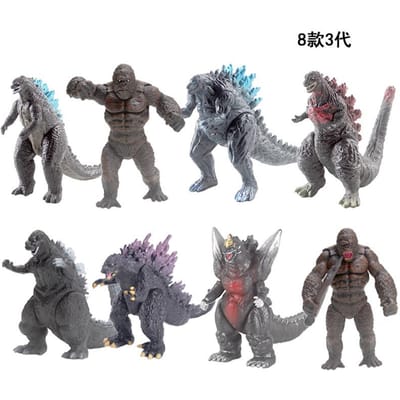 8 stuks Godzilla Vs Kong Model Anime Figuur Mechagodzilla Dinosaurier Actiefiguur Verzamelmodel Poppen Speelgoed Kinderen Verjaardagscadeaus 9CM gray