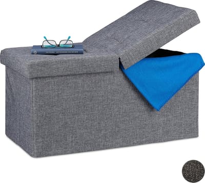 zitbank met opbergruimte - opvouwbaar - met deksel - slaapkamer - donkergrijs