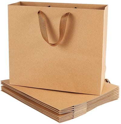 Dailygoody - Kraftpapieren zakken - Feesttassen - Bruin - Boodschappentassen - Giftbags - Handgrepen - Geschikt voor Valentijn en bruiloft