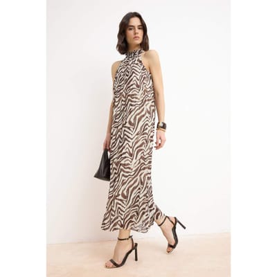 Mouwloze maxi-jurk met dierenprint voor dames, casual/dagelijks, A-lijn