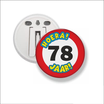 Button Met Clip 58 MM - Hoera 78 Jaar