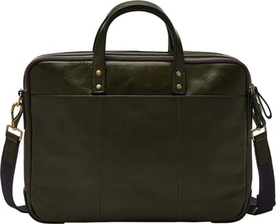 FOSSIL Handtas Laptoptas met laptopvak Haskell Double Briefbag Dark Loden Kaki