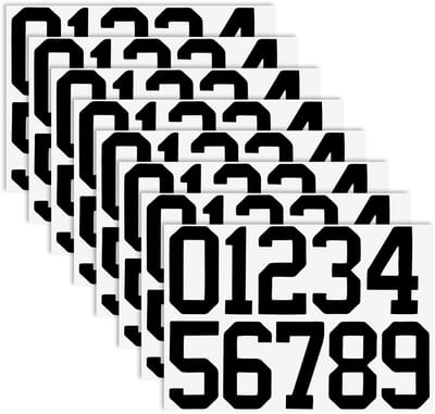 ONF3 - Nummer Stickers - Mailbox Stickers - Waterdicht en Reflecterend - Zwart - Zelfklevende Adres Stickers - Voor Auto en Meer - 8 Stuks