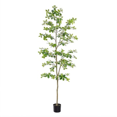 Kunstmatige Schefflera Boom 210 cm - Kunstplant - Natuurlijke Stam & Realistische Bladeren - Groen
