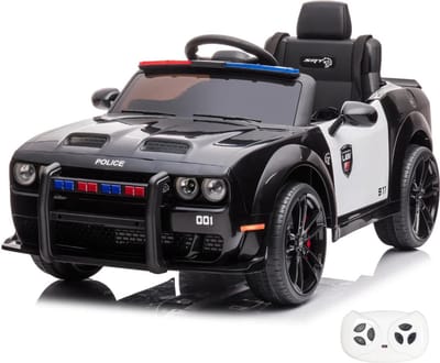 Dodge Charger SRT Politieauto 12V 1 tot 6 jaar – Officieel Gelicentieerd met Sirene & Zwaailichten – Luxe Politiewagen met Lederen Zitje, EVA-Banden & 3-puntsgordel – Zwart