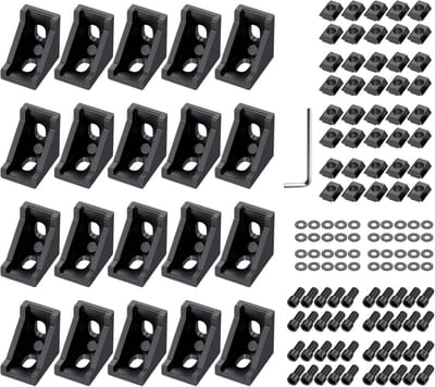 20x Hoekverbinders Set voor 2020 Aluminium Profielen - 90 Graden Winkelverbindingen