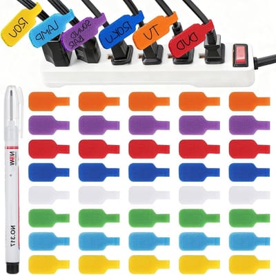 Nylon Kabel Labels - 40 Stuks Herbruikbare Zelfklevende Kabelmarkeringen met Stift voor Kabel Identificatie en Organisatie