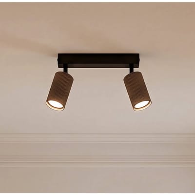 TK Lighting Plafondspot Tune, 2-lamps, bruin, metaal, lengte 44 cm